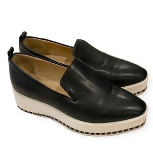 Karl Lagerfeld Paris Brenna Platform Loafers Black Vegan Slip On Shoes Size 5.5